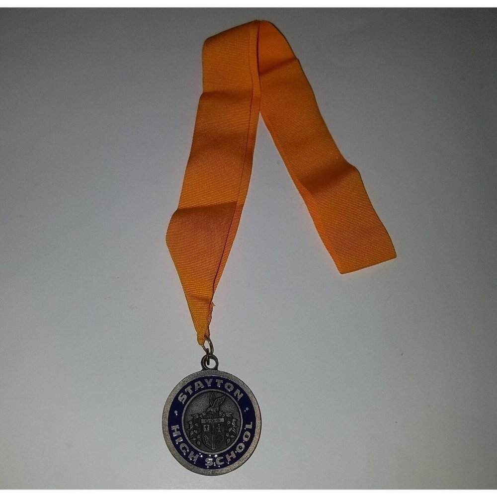 Stayton High School Medal Award Gold Navy Blue Graduation Medallion